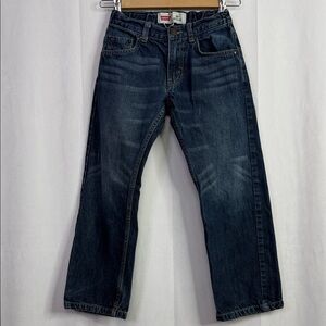 Levi's 505 Boys Regular Adjustable Waist Dark Wash Blue Jeans 24X22